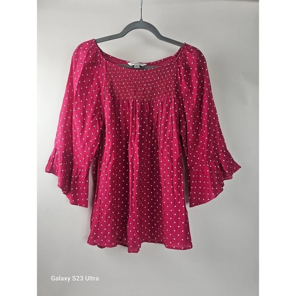 Counterparts Tops - Women's szM, Counterparts pink polka dot blouse